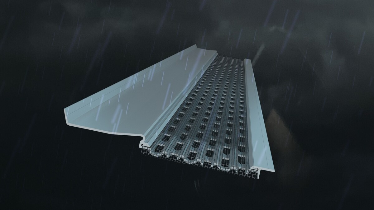 ValueFilter hybrid gutter protection construction with micro-mesh and reverse curve